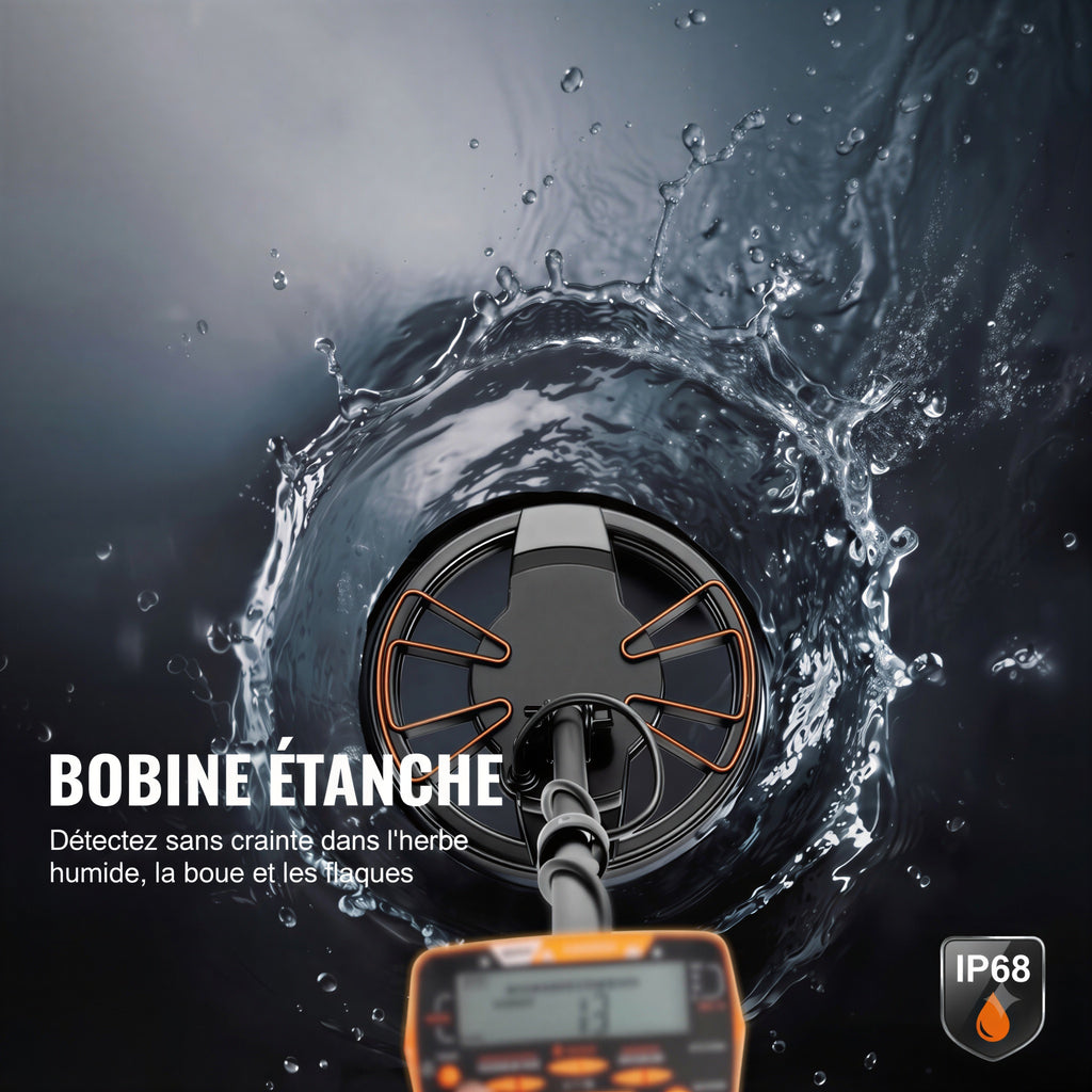 SONDORIA Explorer - Détecteur de métaux, écran LCD, 7 modes, bobine étanche IP68, pack complet